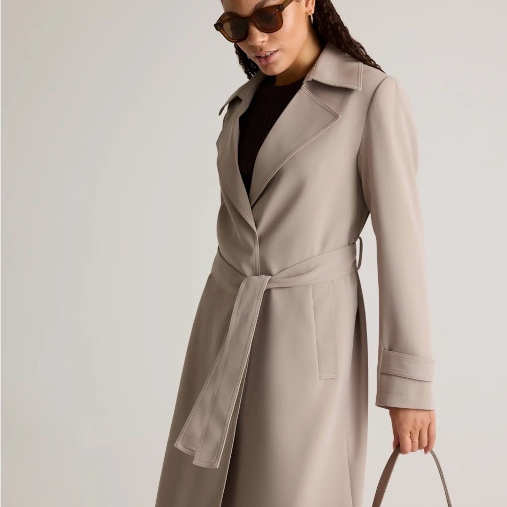 Quince Stretch Crepe Trench Coat in Morel Size Large 1056